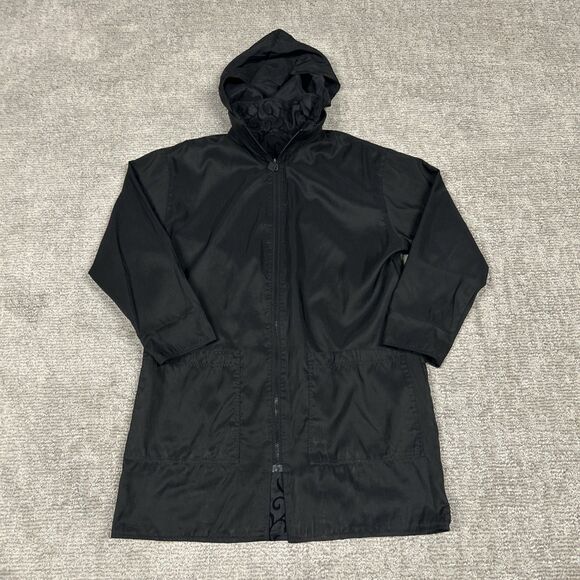 Mycra Pac Jacket Coat Womens 0 P 6/8 Black Velvet Vine Pockets Hooded Reversible - Picture 9 of 10